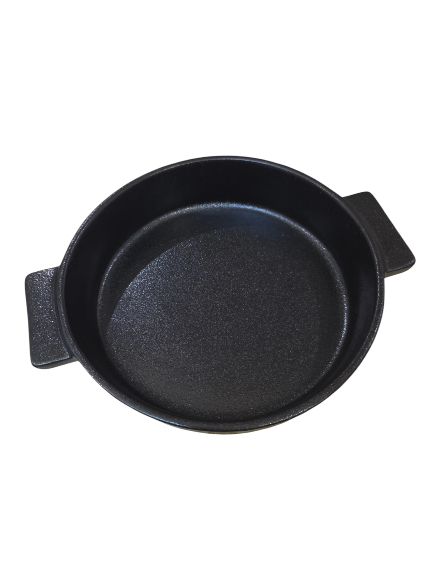 Bol en céramique noire mate avec poignées · 21,5 × 17,5 × 4,2 cm