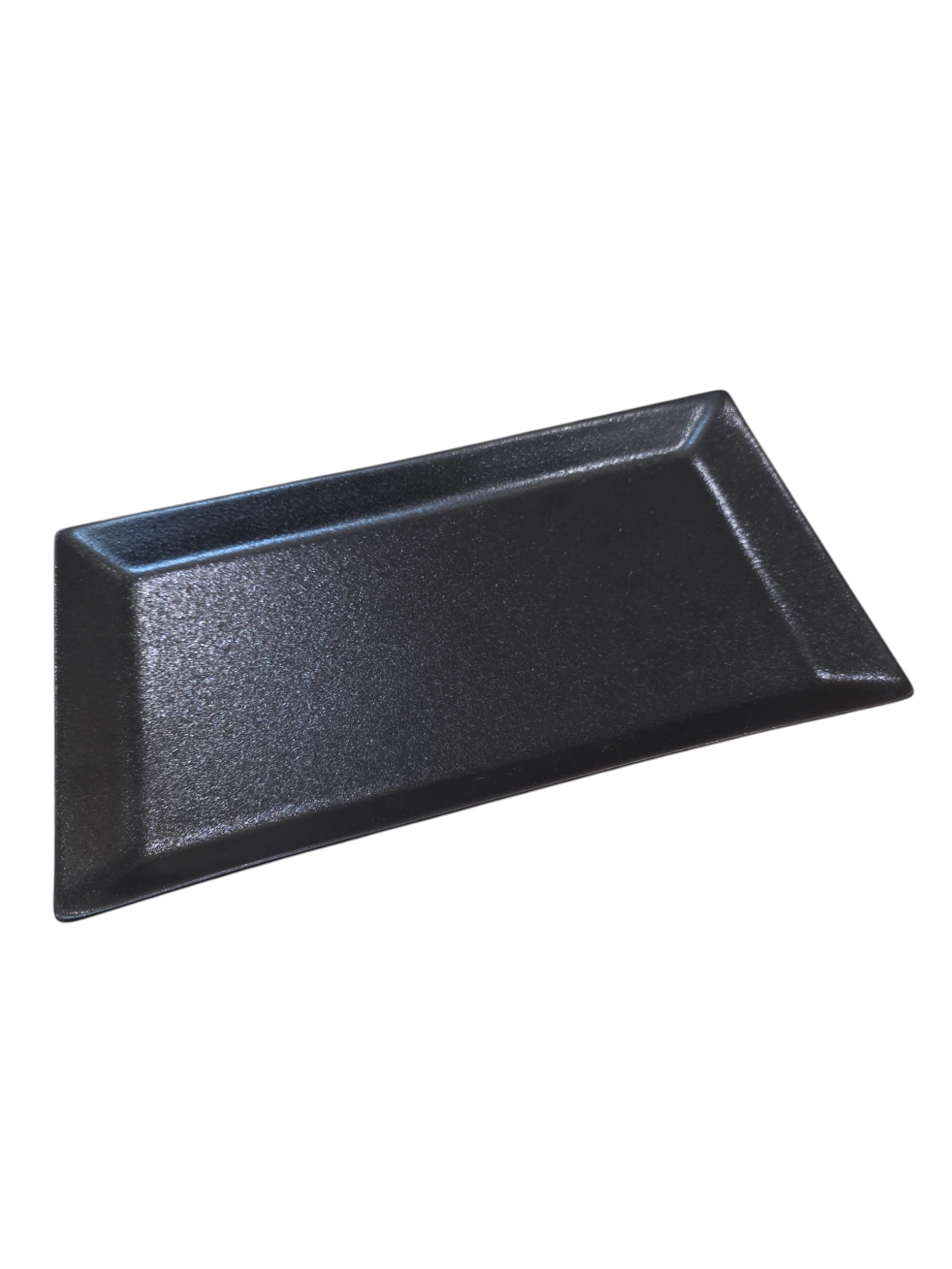 Plateau rectangulaire en céramique noire mate · 23,7 × 12 × 1,8 cm